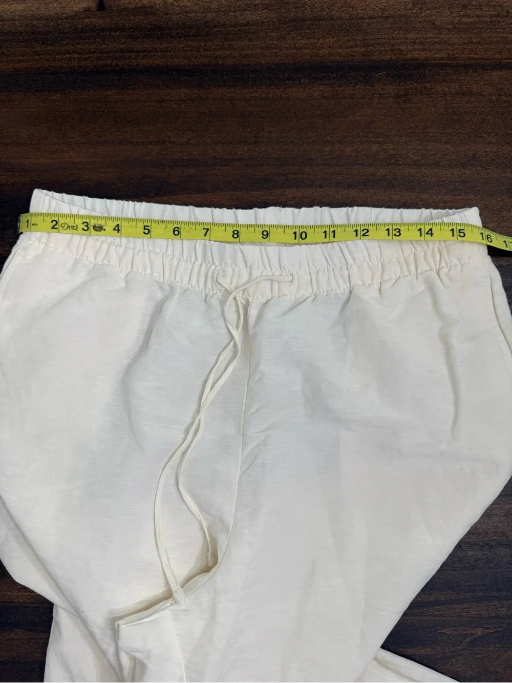H&M Wide Leg Drawstring Pants in Cream